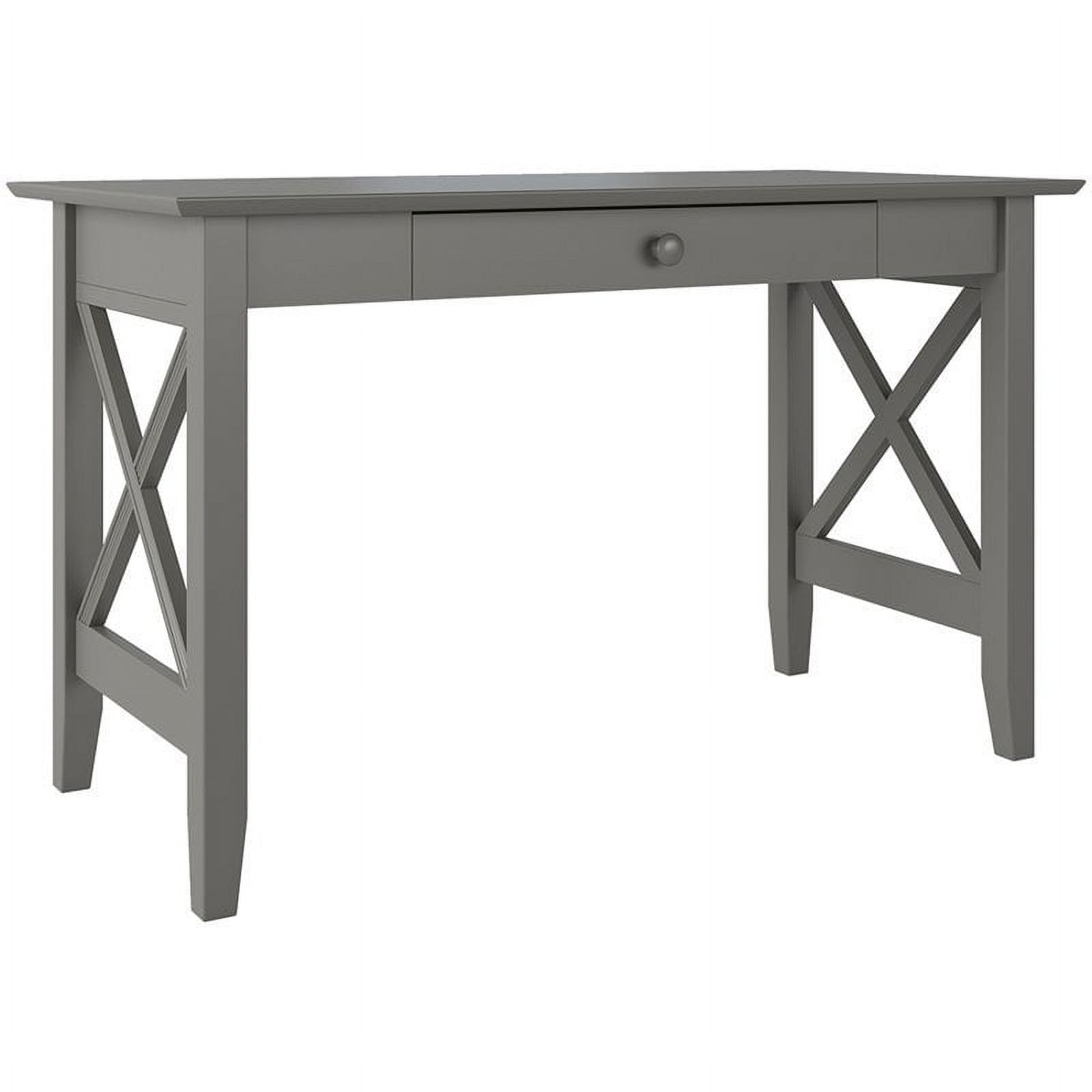 Mission-Inspired 48" Solid Hardwood Desk with Drawer in Gray