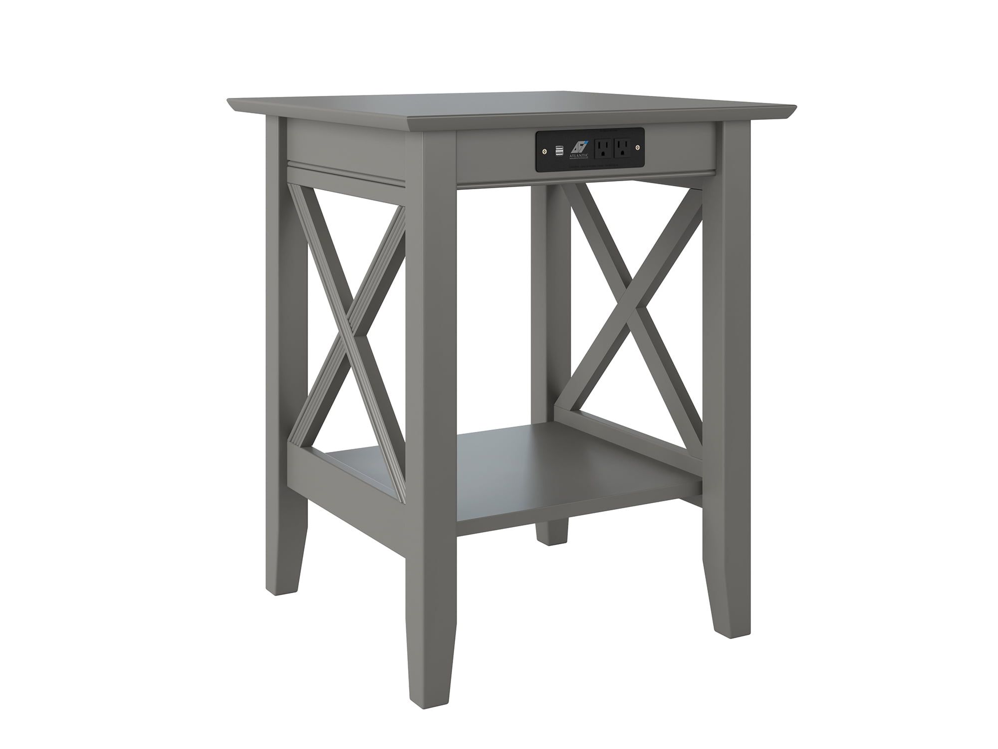 Lexi Grey Wood Square End Table with Charger