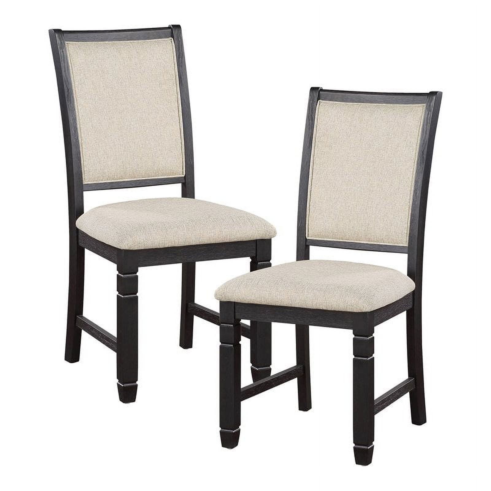 Beige and Black Upholstered Wood Side Chairs, Set of 2