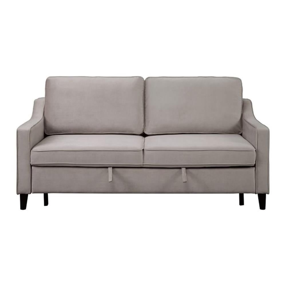 Cobblestone Gray Velvet Convertible Sleeper Sofa with Wood Frame