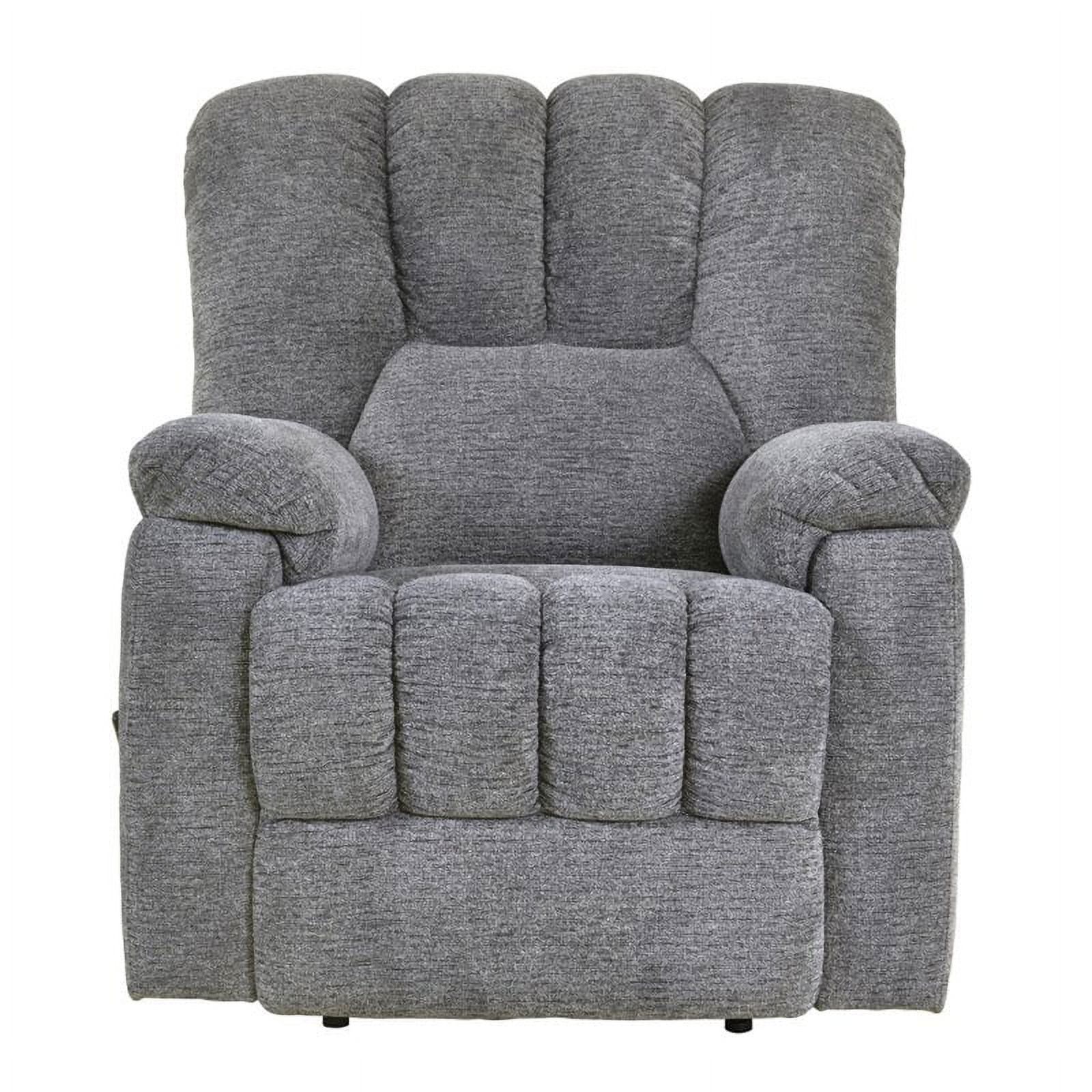 Gray Chenille Fabric Recliner with Manufactured Wood Frame