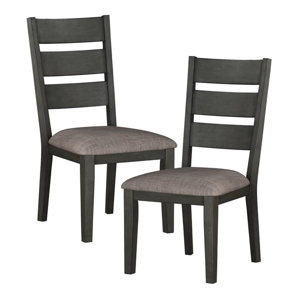 Gray Upholstered Ladderback Wood Side Chair Set