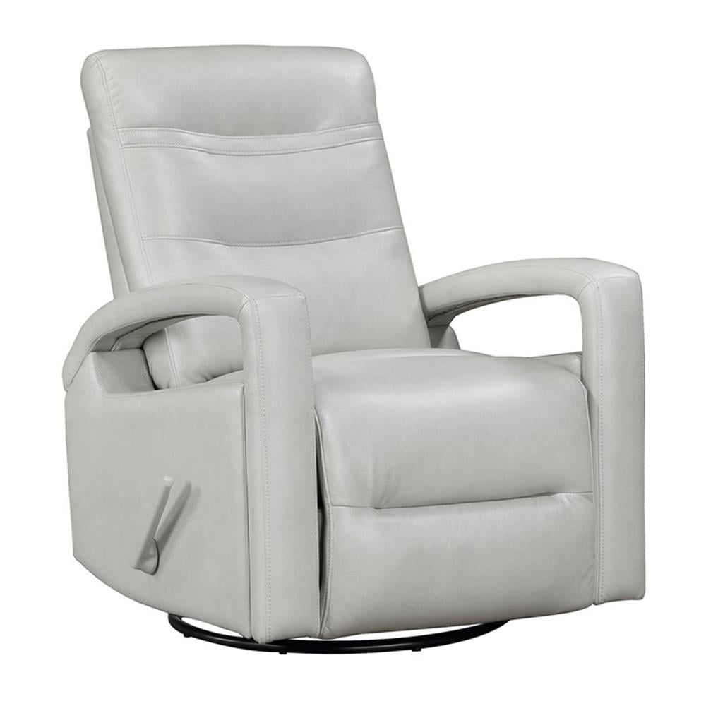 Gray Faux Leather Swivel Recliner with Tufted Back