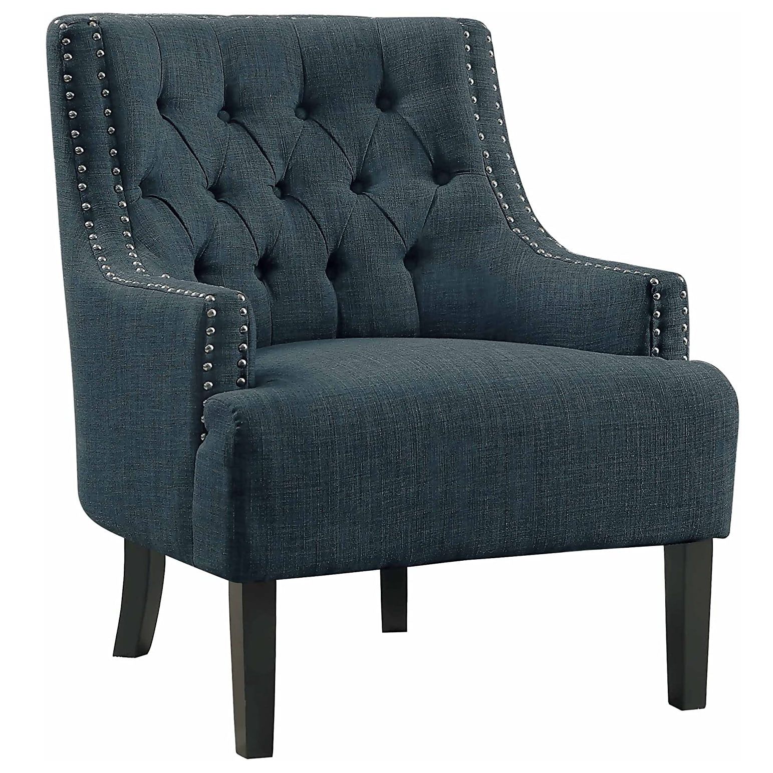 Indigo Transitional Accent Chair with Nailhead Trim and Tufted Back