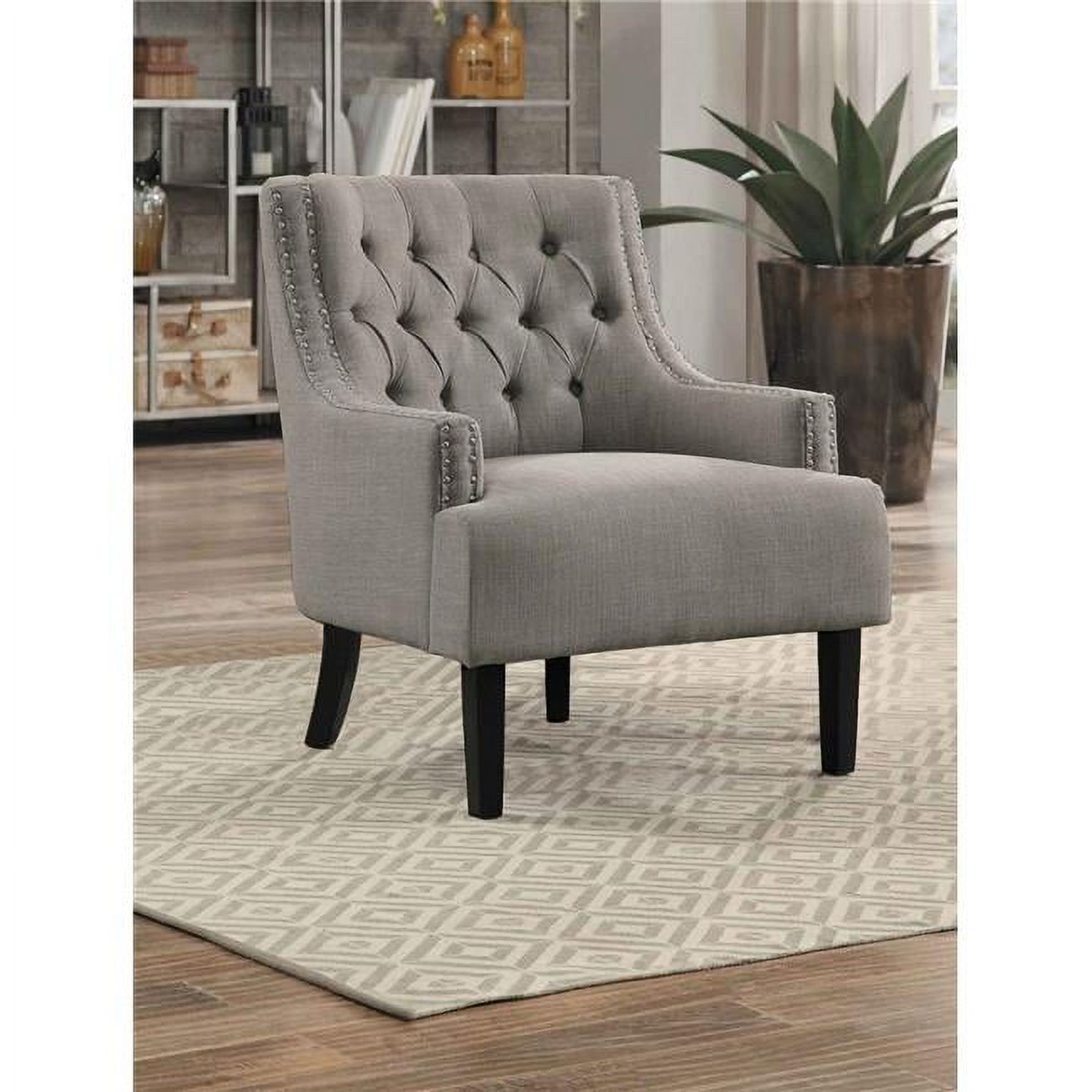 Taupe Upholstered Accent Chair with Nailhead Trim