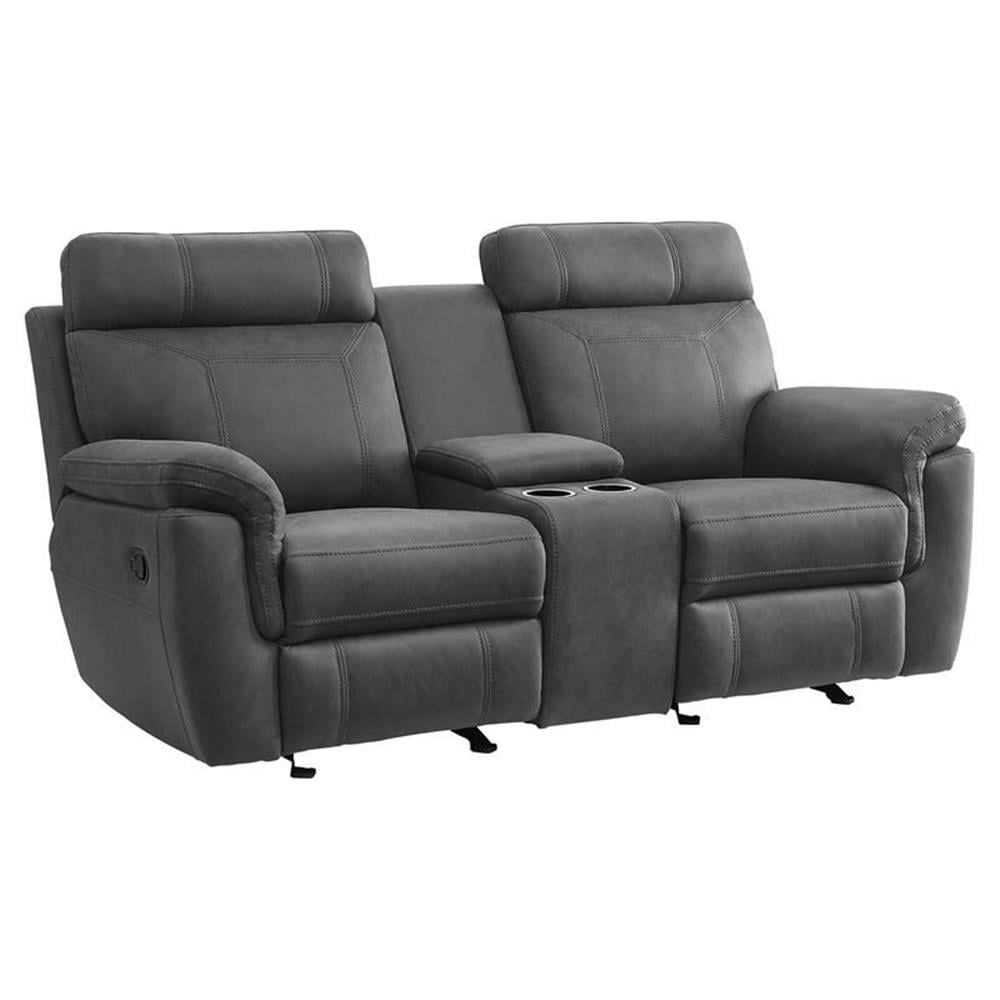 Clifton 76" Gray Microfiber Reclining Loveseat with Cup Holders