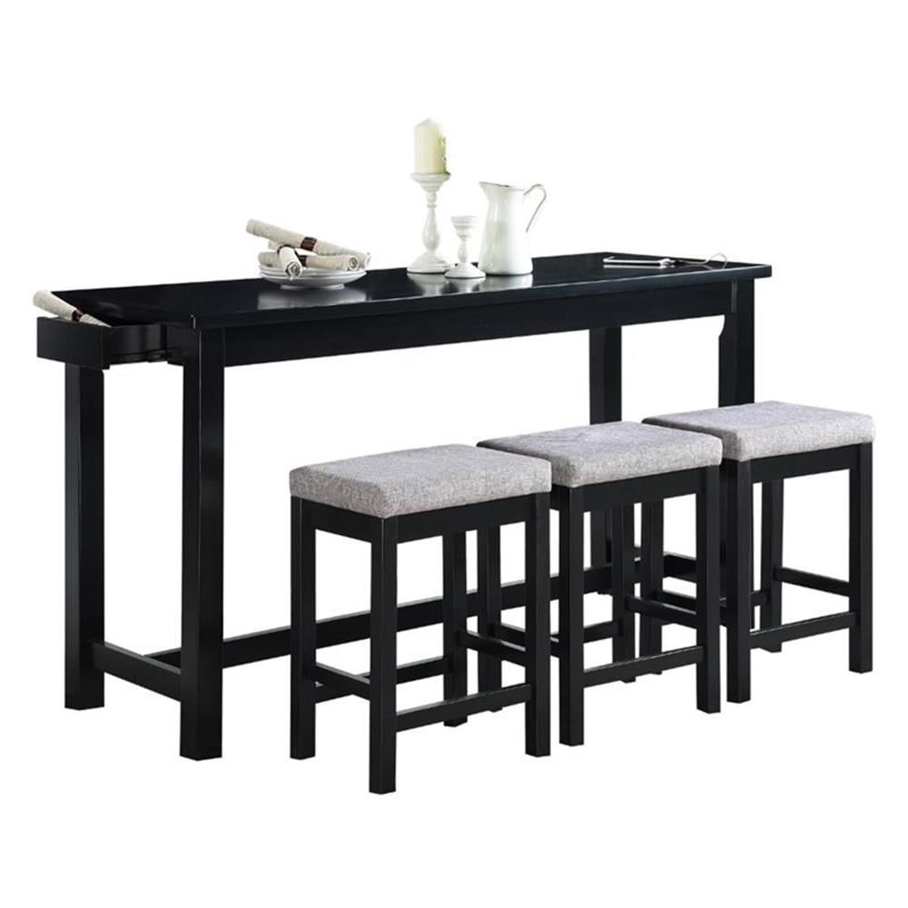 Black Wood Counter Height Dining Set with USB Ports