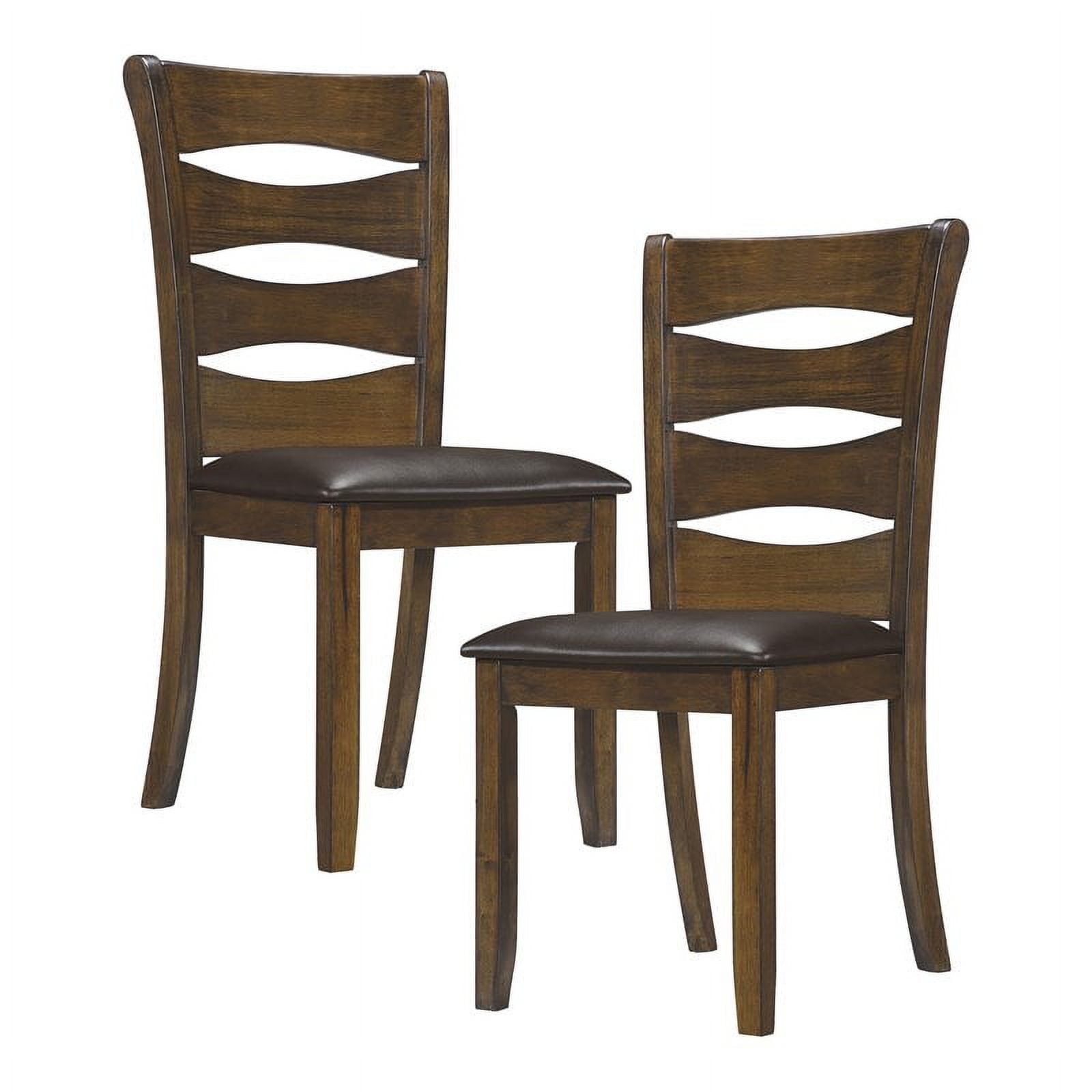 Darla Medium Wood Brown Faux Leather Dining Side Chair Set