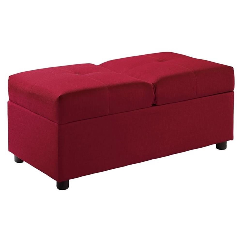 Contemporary Red Tufted Convertible Storage Ottoman Chair