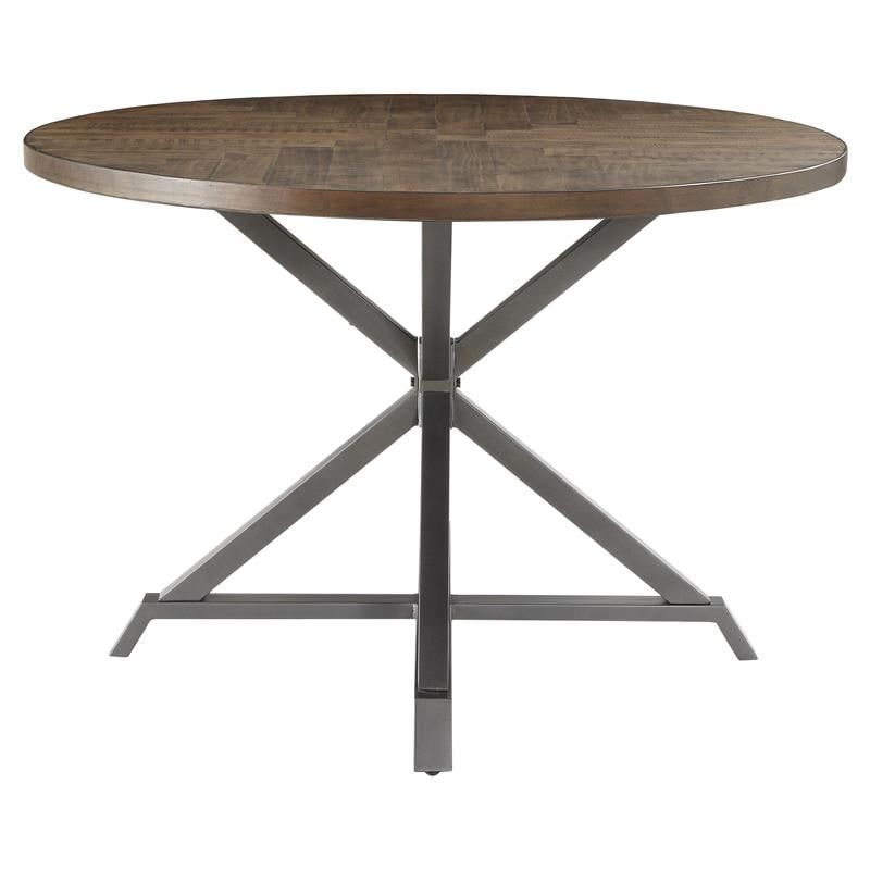 Medium Round Reclaimed Pine Industrial Dining Table