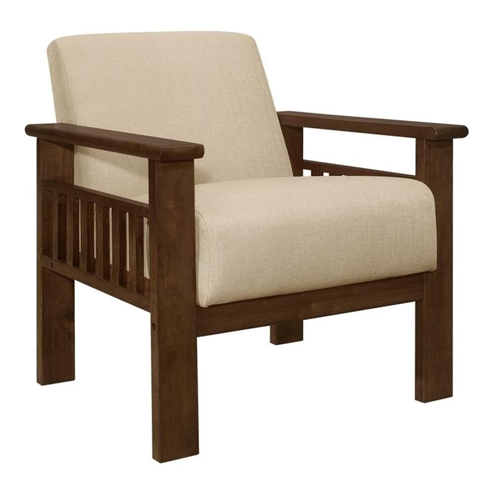 Helena Light Brown and Walnut Wood Accent Chair