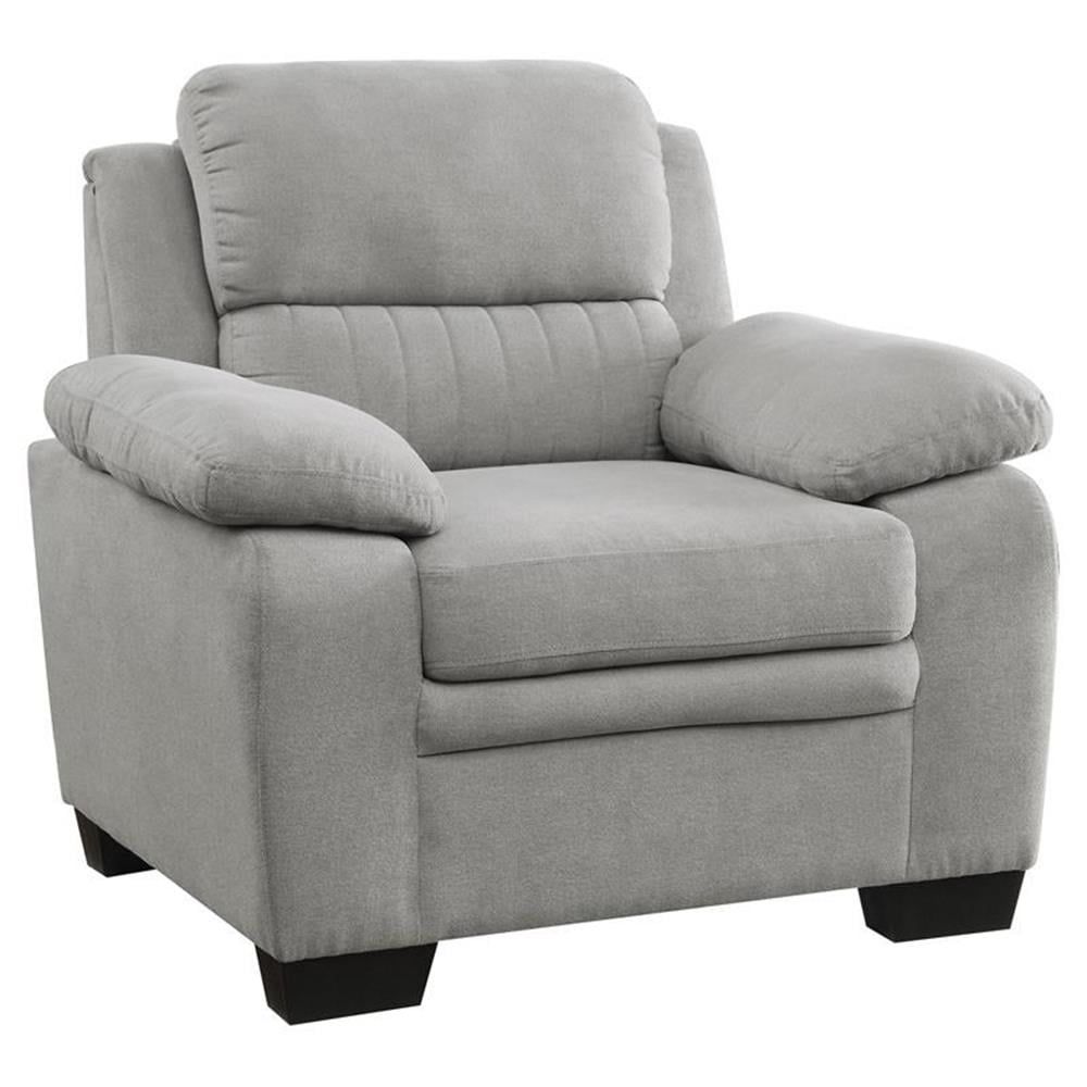 Gray Channel Tufted Accent Chair with Manufactured Wood Frame