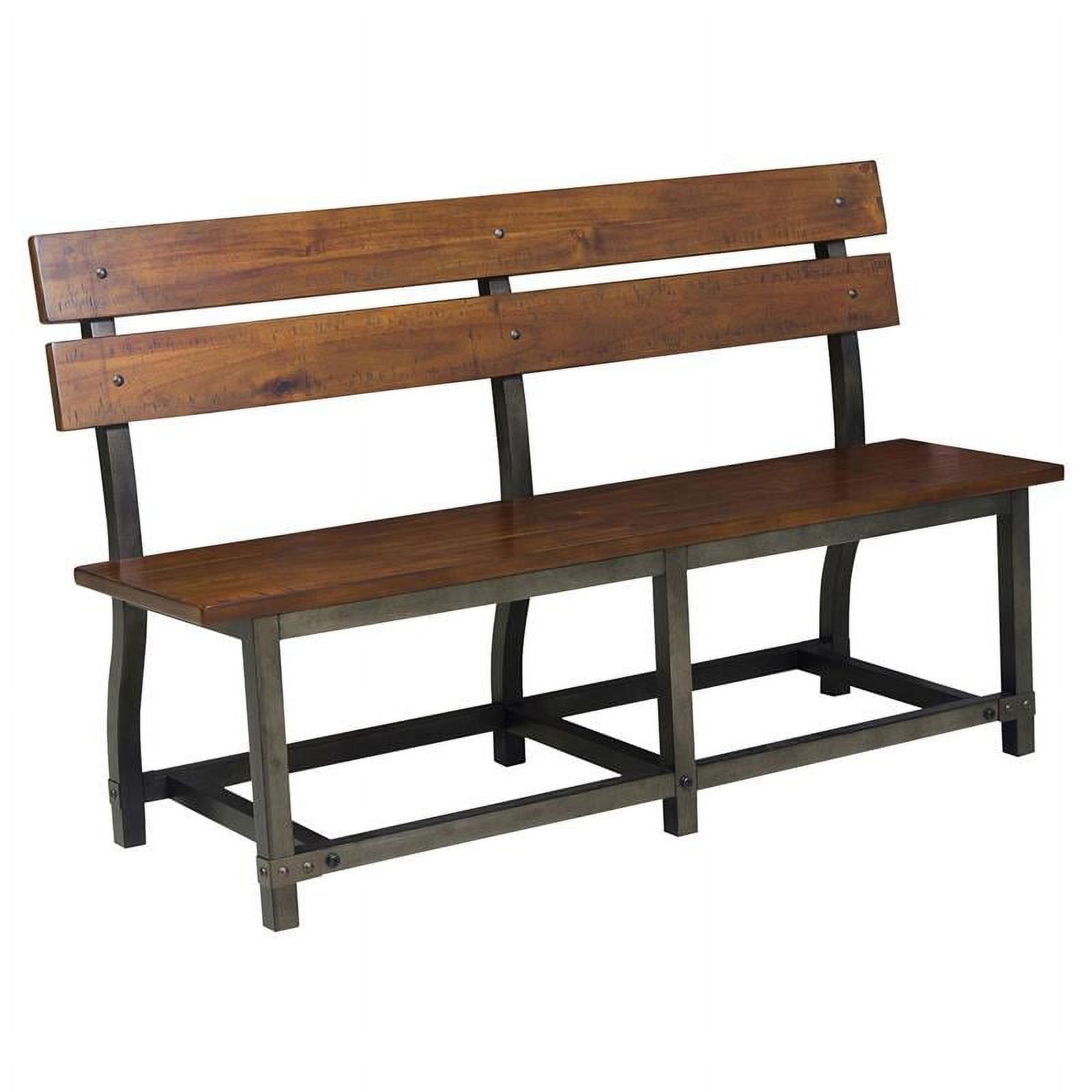 Holverson Rustic Brown and Gunmetal Industrial Dining Bench