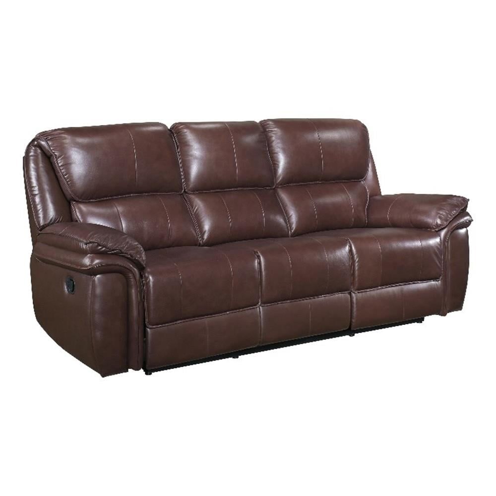 Brown Faux Leather Lawson Reclining Sofa with Wood Frame