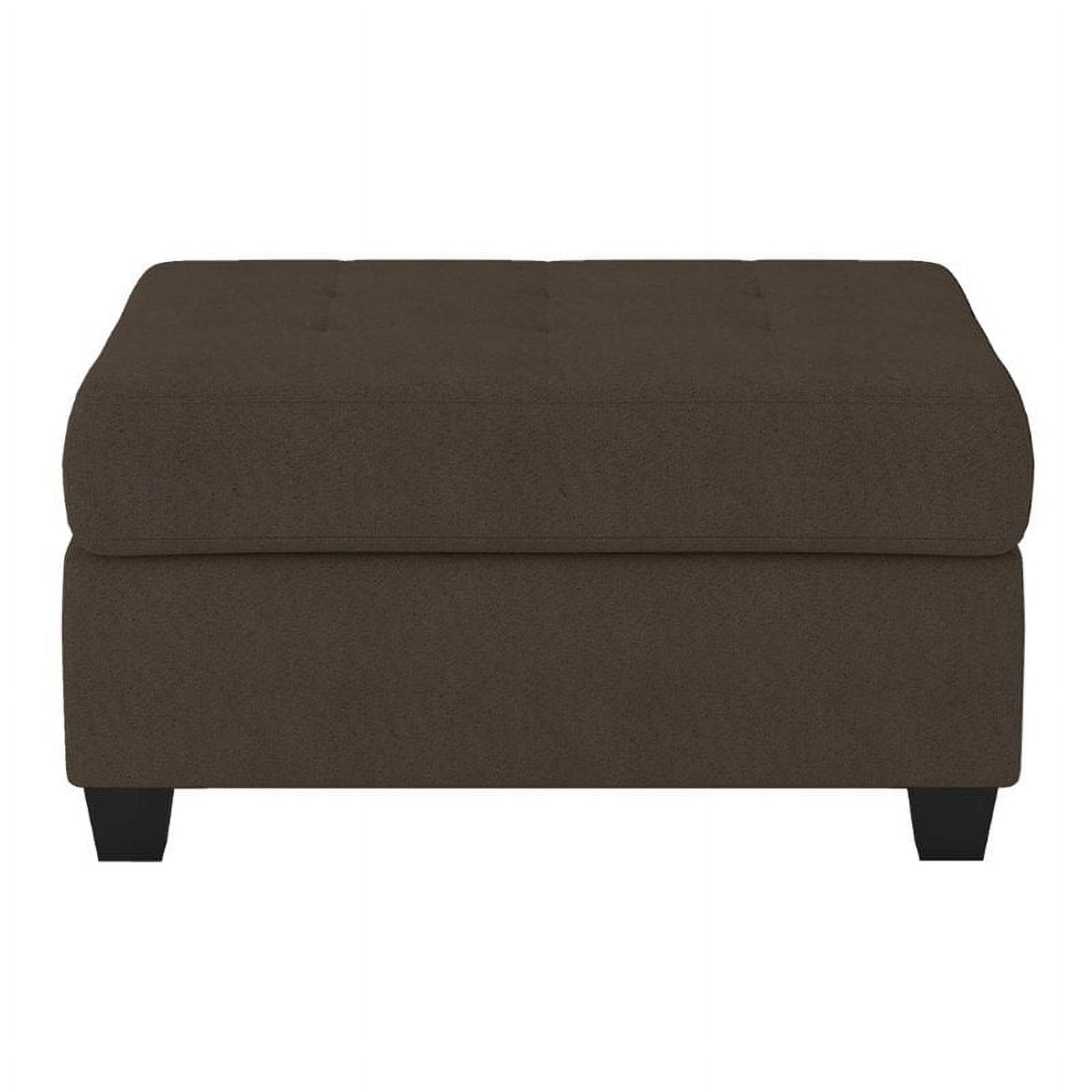 Chocolate Brown Tufted Microfiber Storage Ottoman