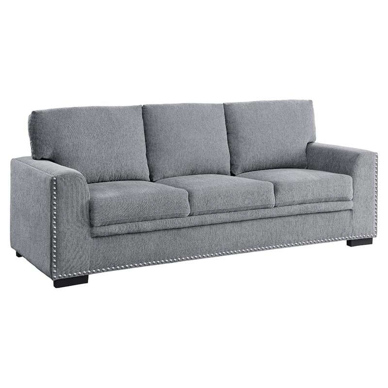 Morelia 84" Dark Gray Chenille Fabric Sofa with Nailhead Trim