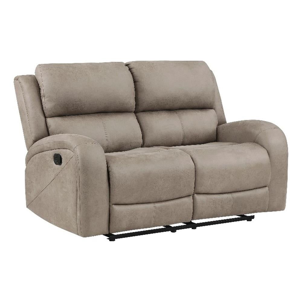 Brown Microfiber Reclining Loveseat with Sloped Arms