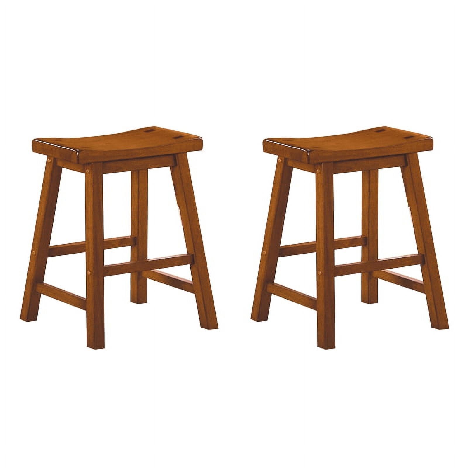 Oak Saddle Style Backless Counter Stools, Set of 2