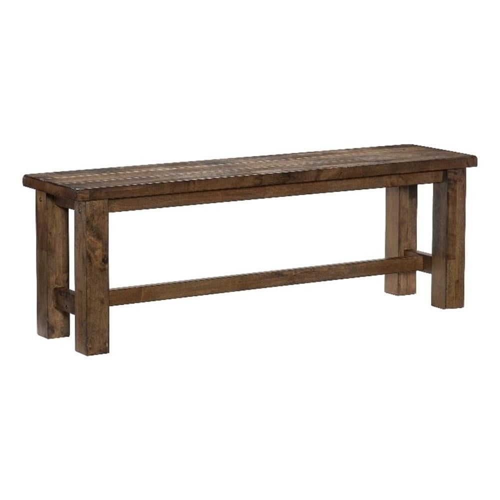 Burnished Brown Solid Wood Rustic Dining Bench