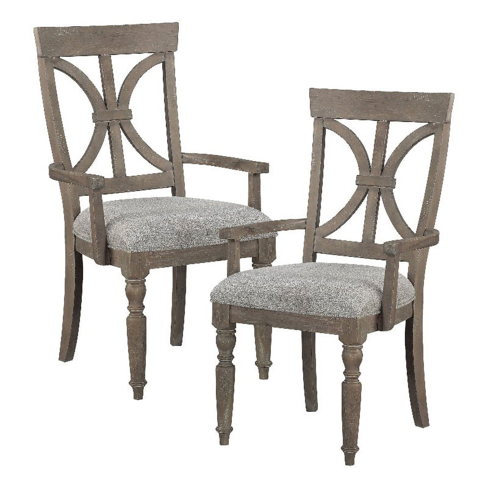 Driftwood Light Brown Upholstered Cross Back Arm Chairs, Set of 2