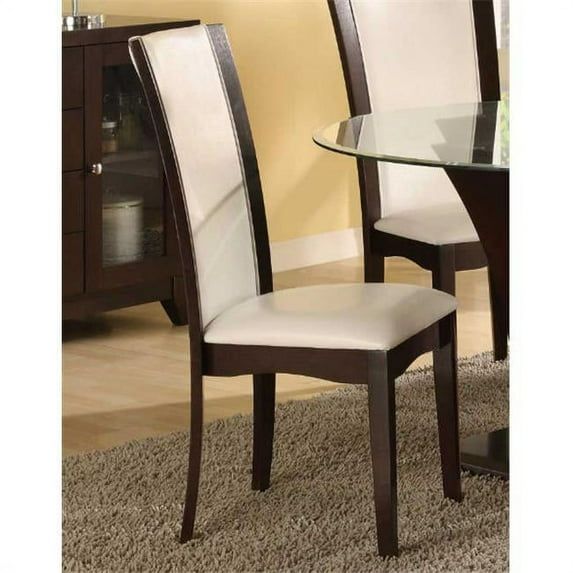White Faux Leather Upholstered Parsons Side Chair with Wood Frame