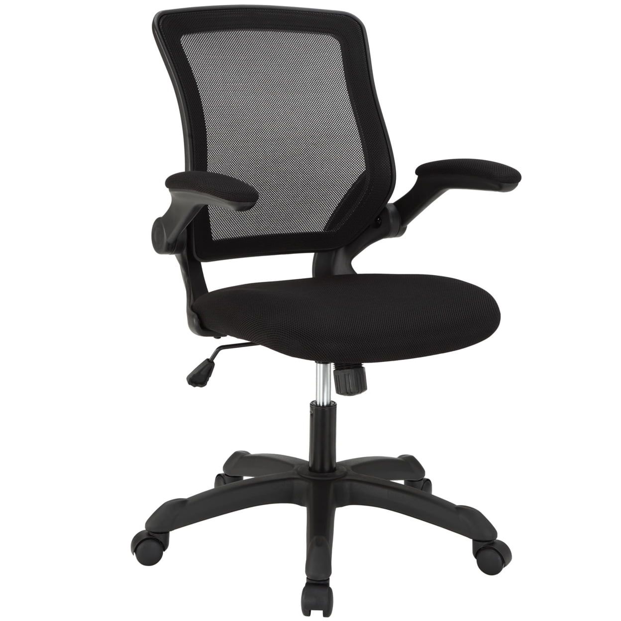 Black Mesh Adjustable Swivel Office Chair with Fabric Seat