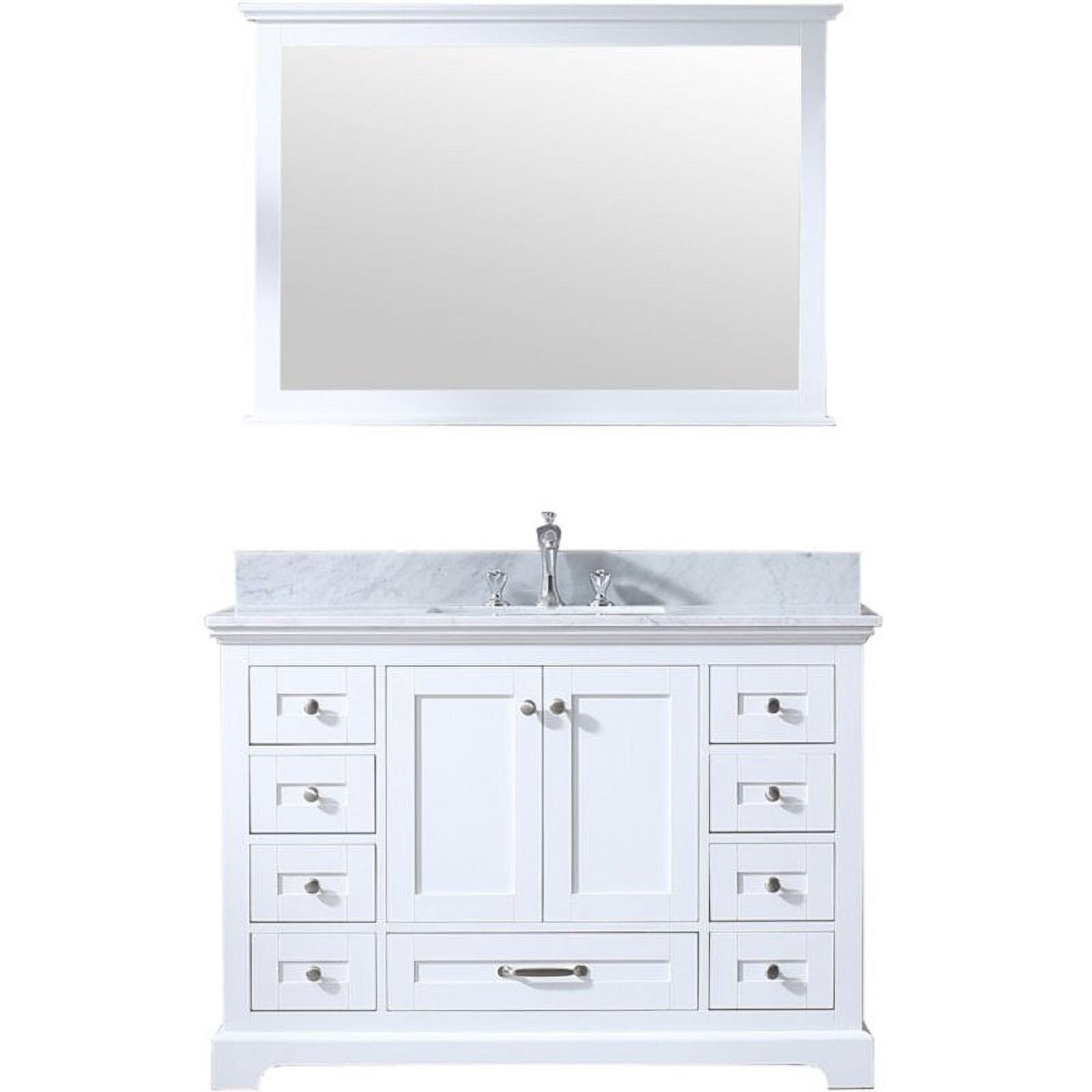 Dukes 48" White Marble Top Vanity with Mirror and Faucet