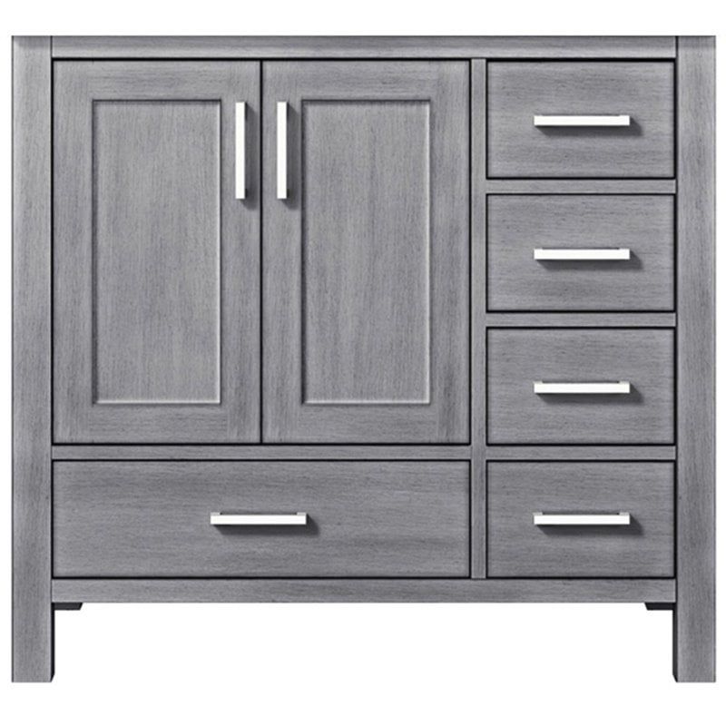 Distressed Gray 36" Freestanding Birch Wood Vanity Cabinet