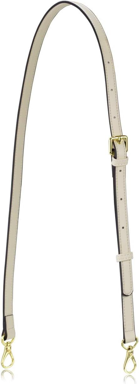 Beige Leather Adjustable Crossbody Purse Strap with Gold Hardware