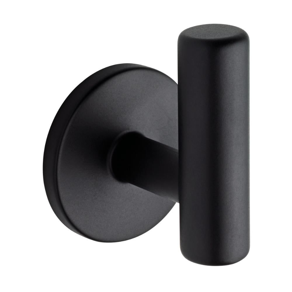 Flat Black Metal Single Post Hook for Coats and Hats