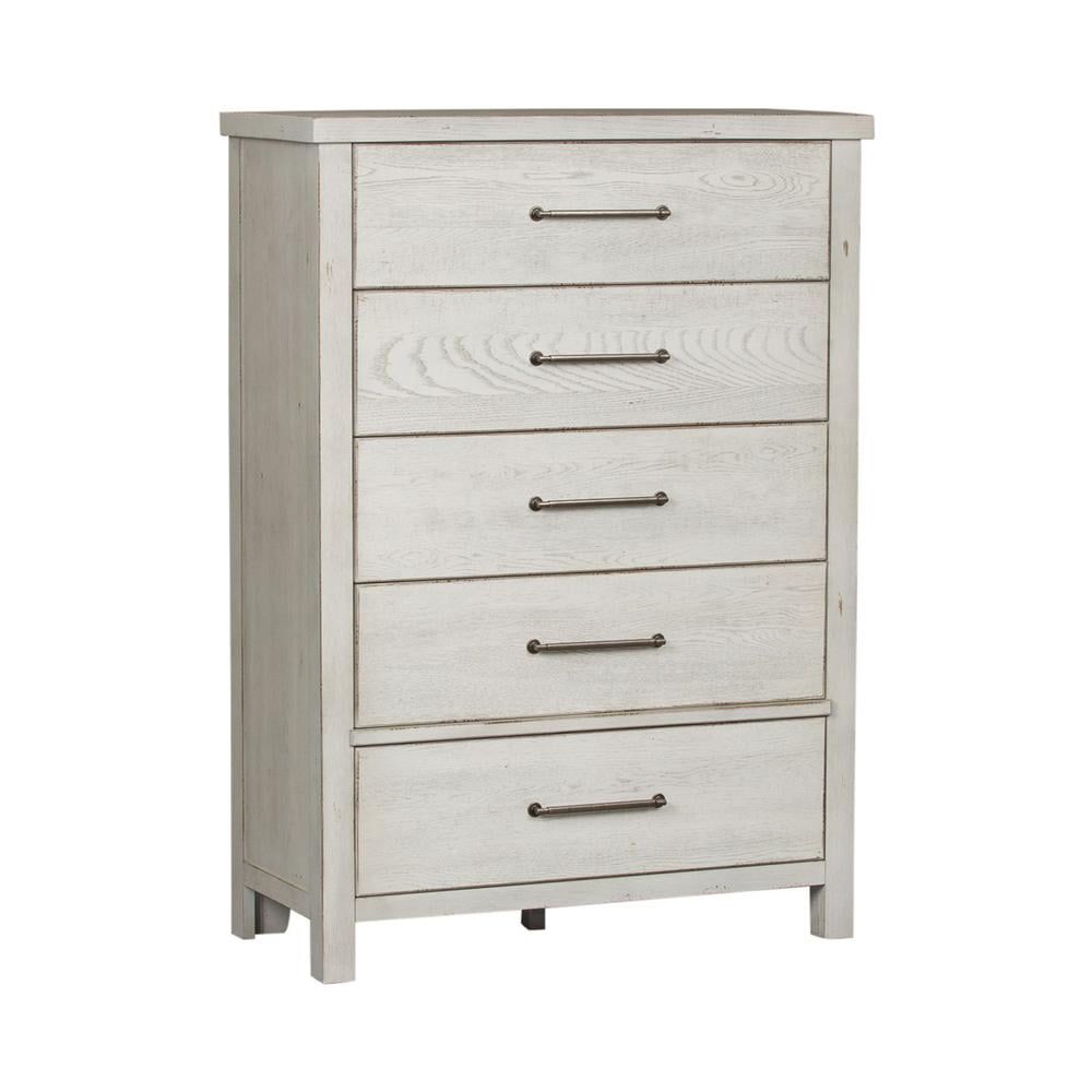 White Transitional 5-Drawer Chest with Felt Lined Drawers