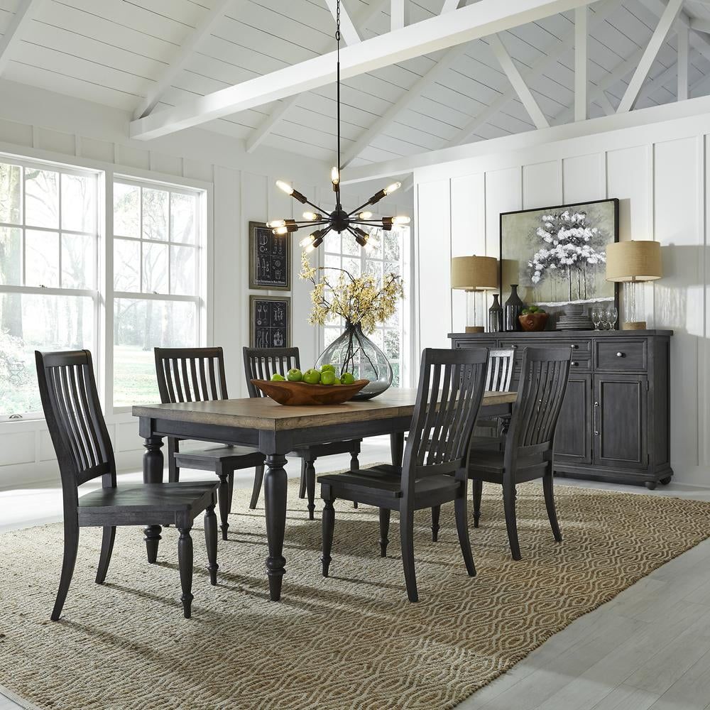 Harvest Home Chalkboard Finish 7-Piece Dining Set with Slat Back Chairs