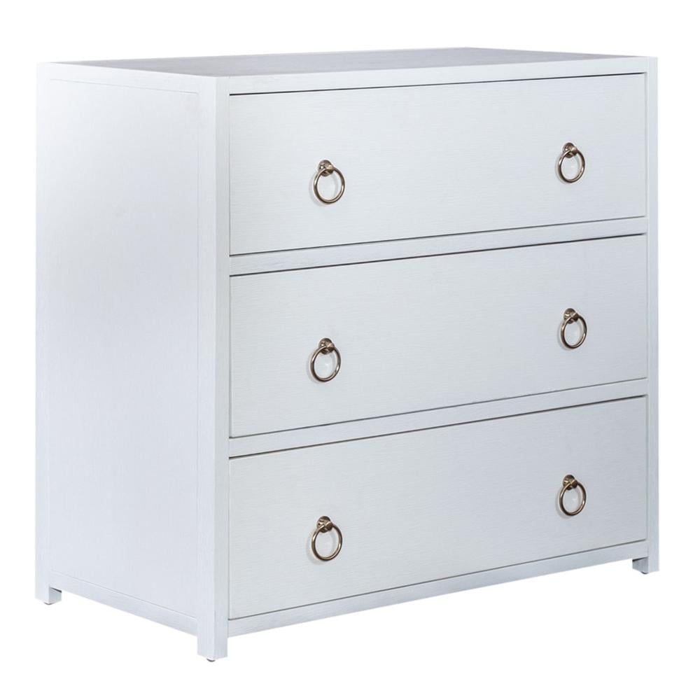 White Acacia Transitional 3-Drawer Accent Cabinet