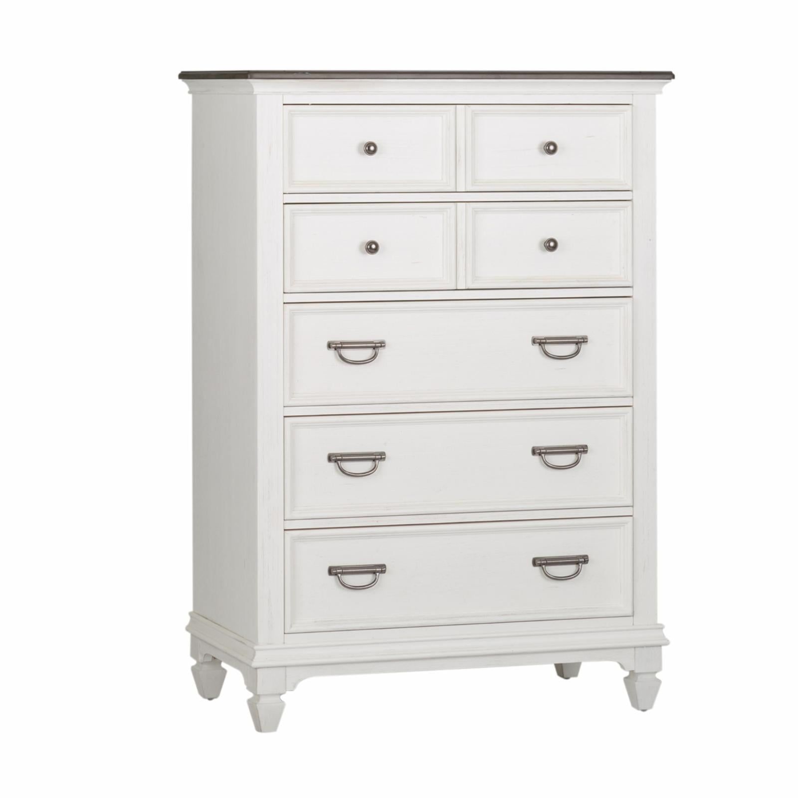 White Cottage 5-Drawer Chest with Soft Close and Felt Lined Drawer