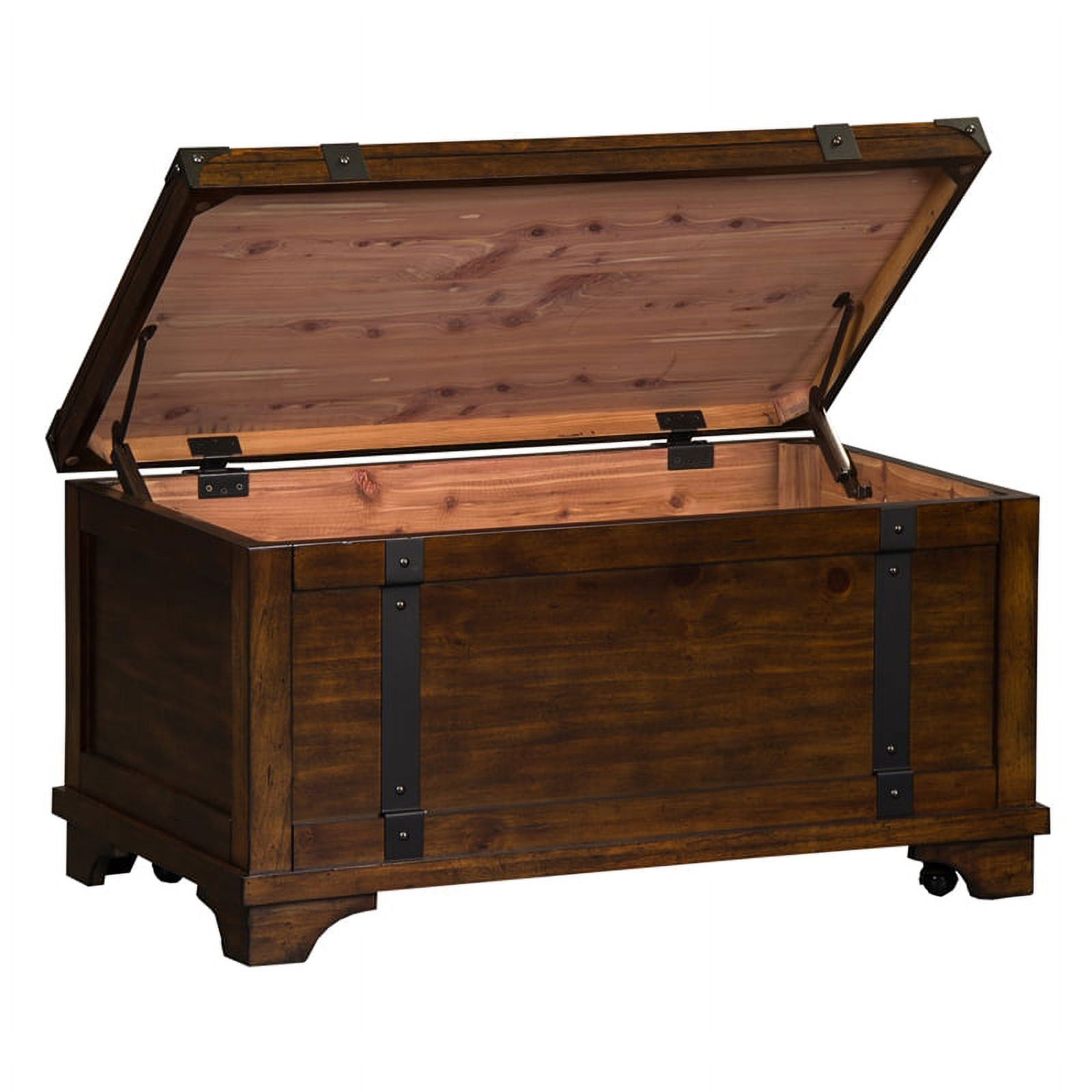 Aspen Skies Rustic Brown Pine Storage Trunk with Metal Accents