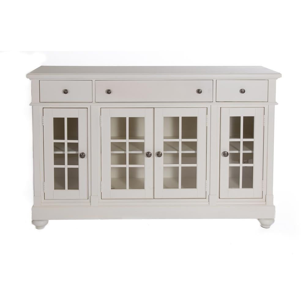 White Cottage 66" Buffet with Glass Doors