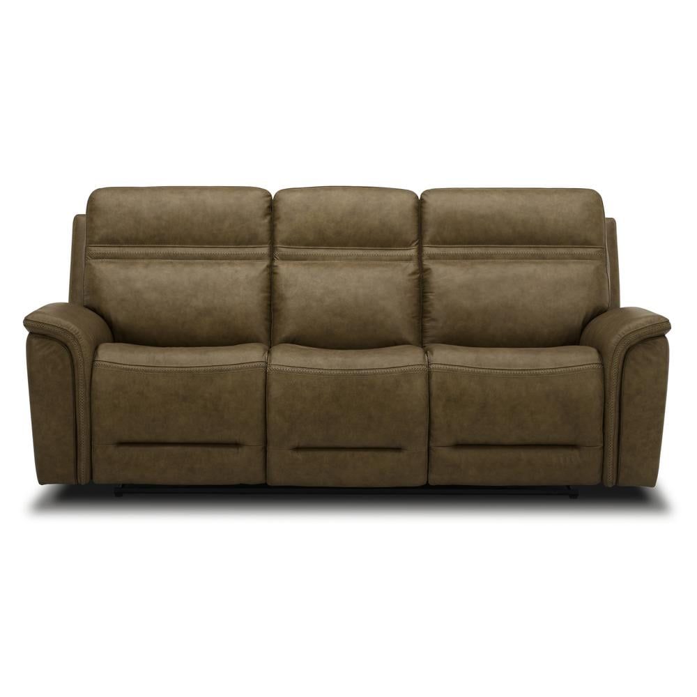 Brown Leather Power Reclining Sofa with Pillow-top Arms