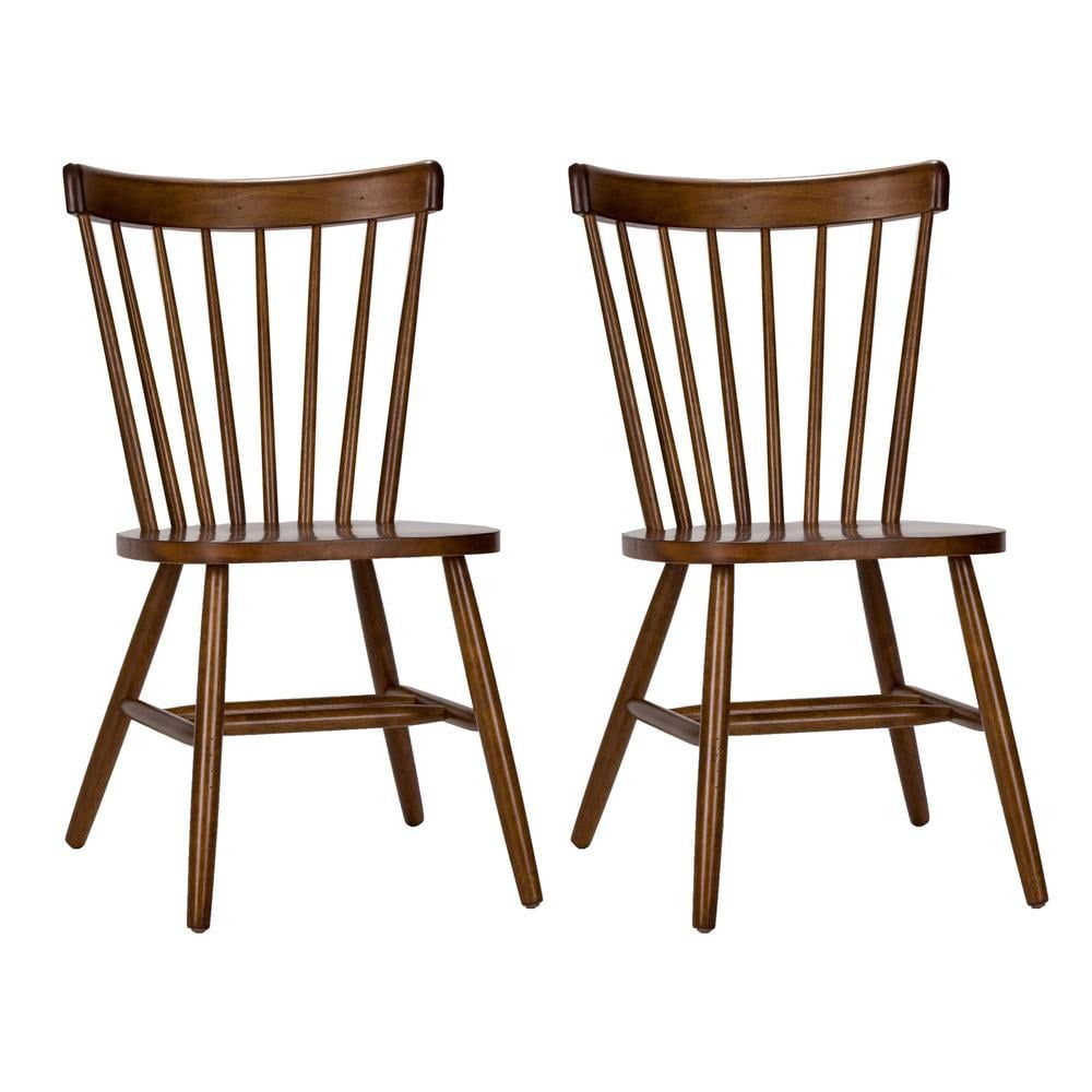 Tobacco Finish Wood Slat Back Side Chair Set