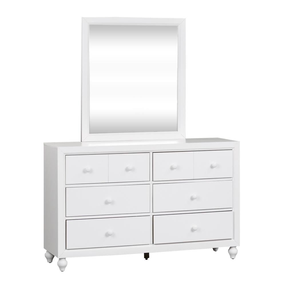 White Cottage Dresser with Mirror and Soft Close Drawers