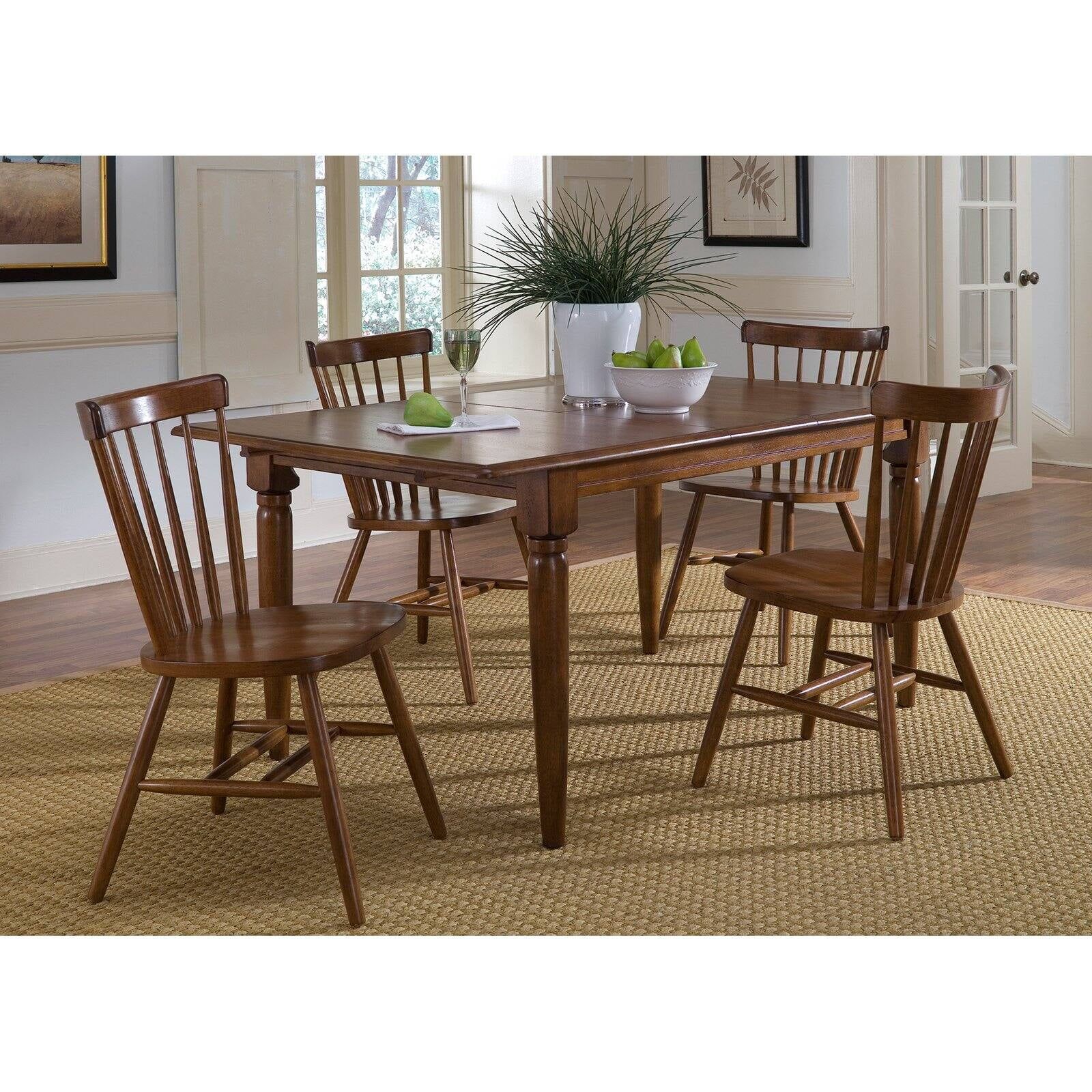 Hardwood Tobacco Finish 5-Piece Butterfly Leaf Dining Set