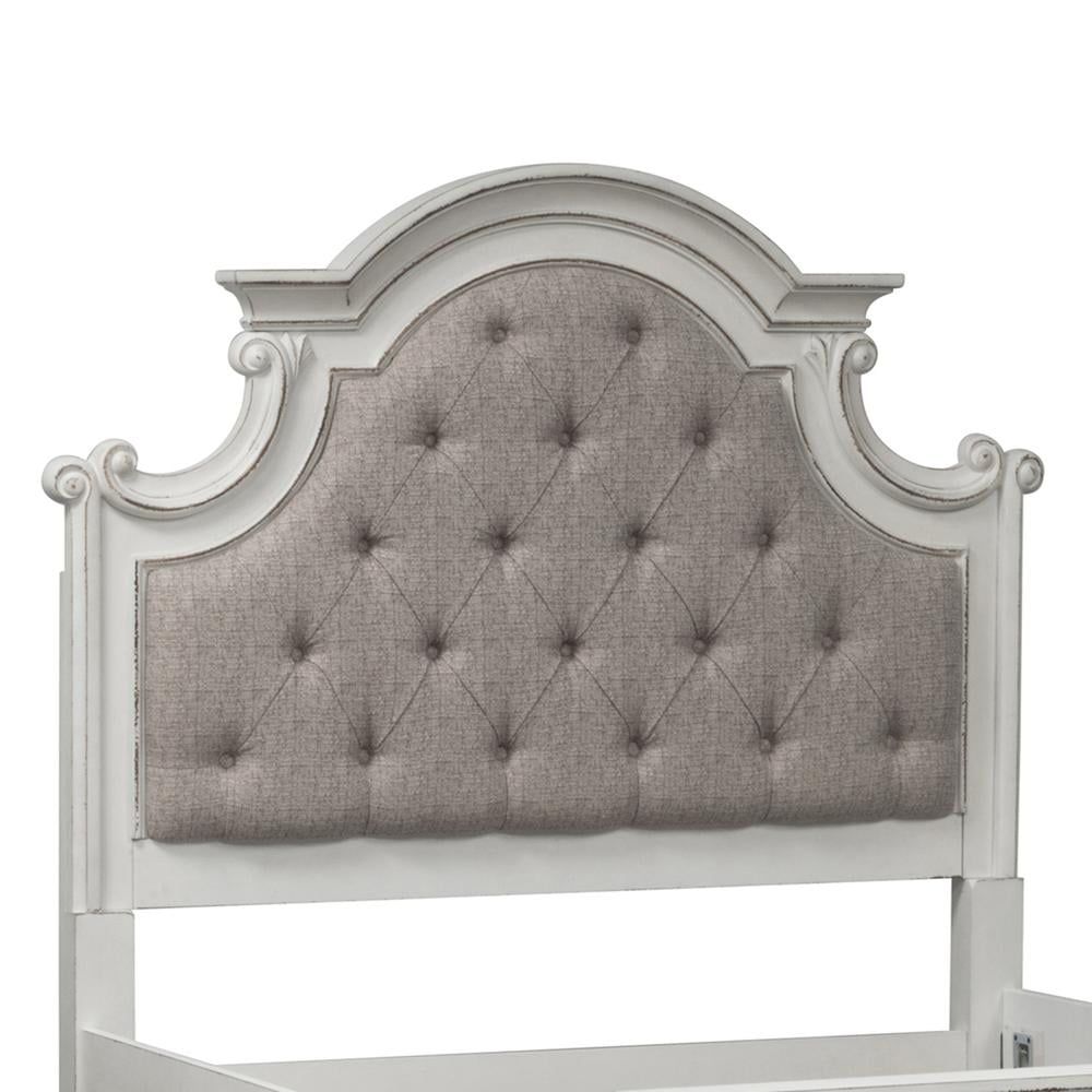 Full White Tufted Upholstered Wood Panel Headboard