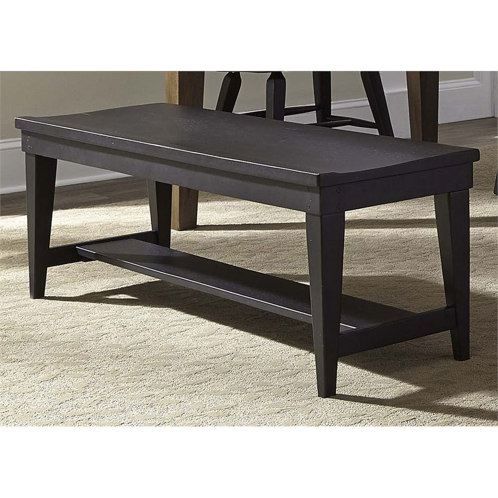 Hearthstone Rustic Black Oak Dining Bench with Shelf