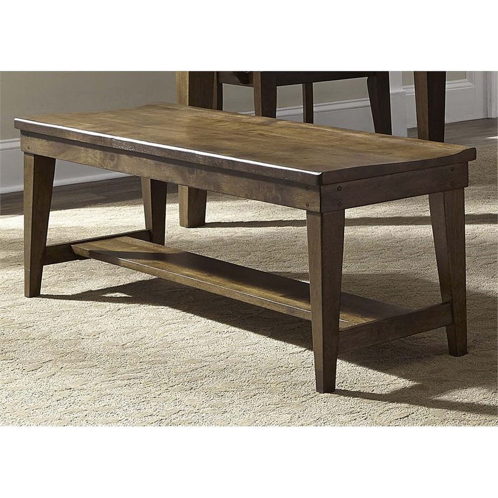 Rustic Oak 52" Dining Bench with Shelf