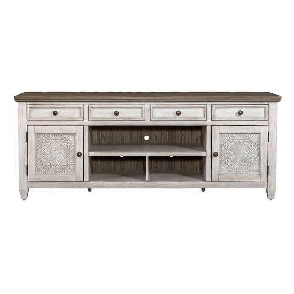 Heartland 76" White Transitional TV Console with Cabinet