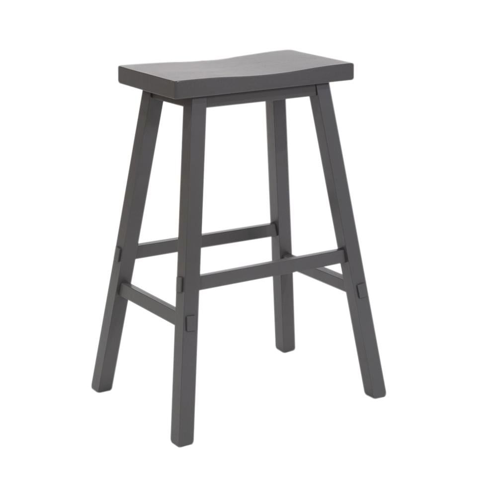 Gray Rubberwood 24-Inch Sawhorse Swivel Counter Stool