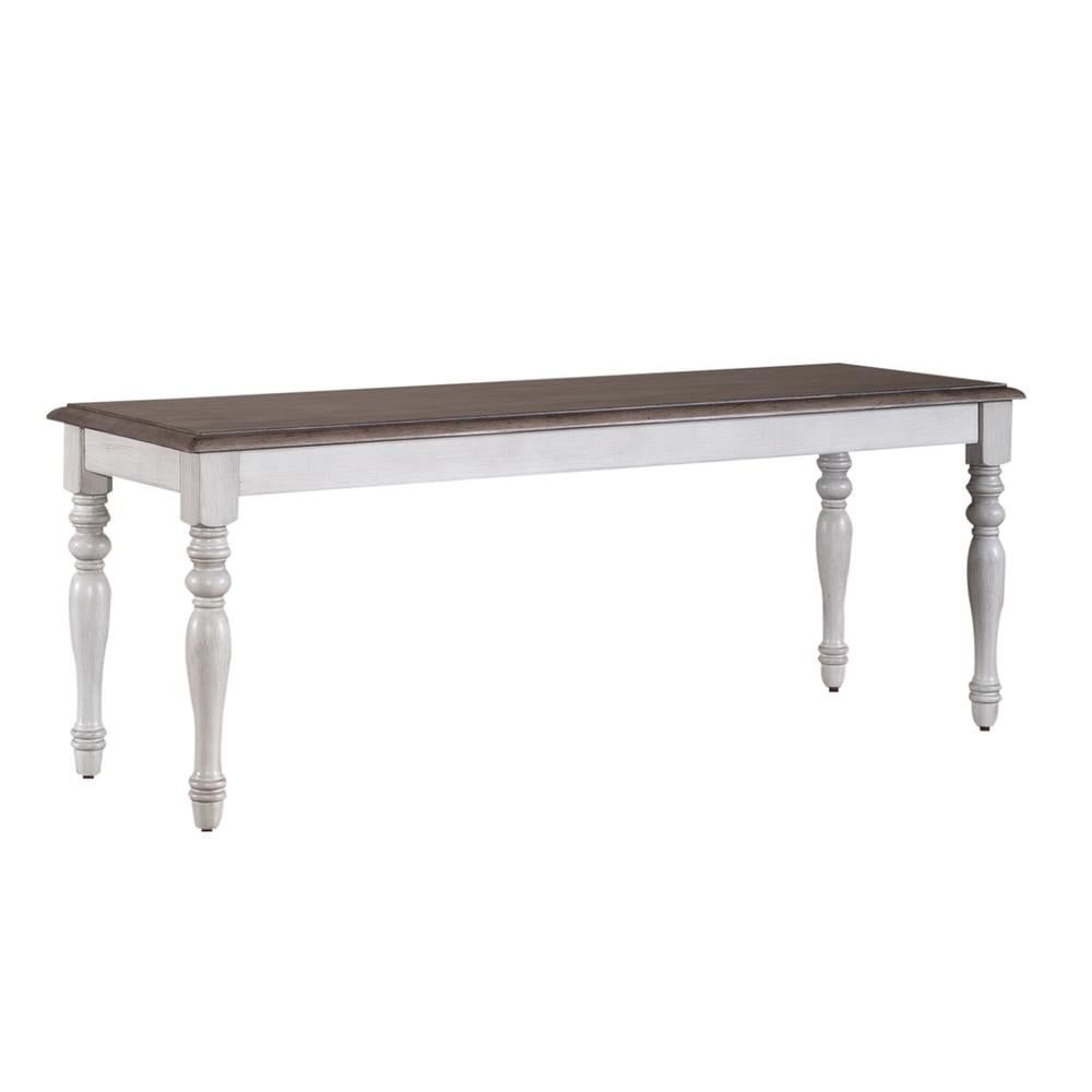 Antique White and Weathered Pine Traditional Bench