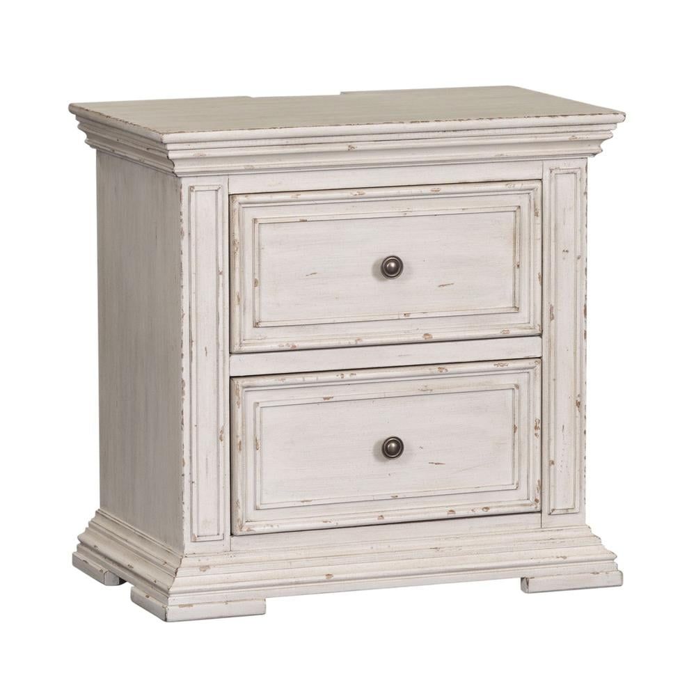 Whitestone Distressed 2-Drawer Nightstand with Charging Station