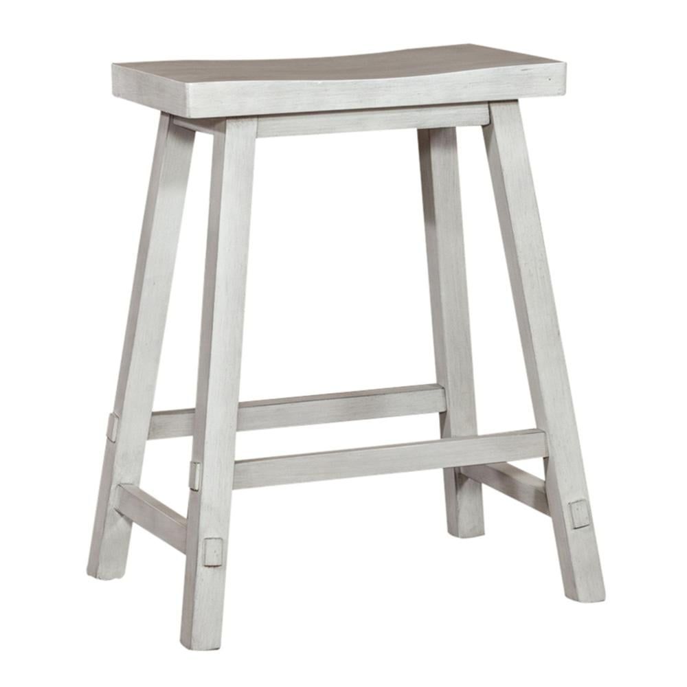 White Wood and Metal Traditional Swivel Counter Stool