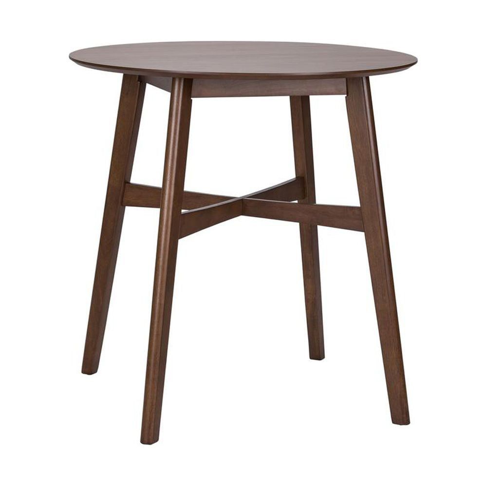 Round Walnut Wood Mid-Century Modern Counter Height Table