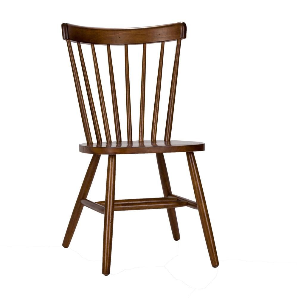 Tobacco Rubberwood Slat Back Dining Side Chair